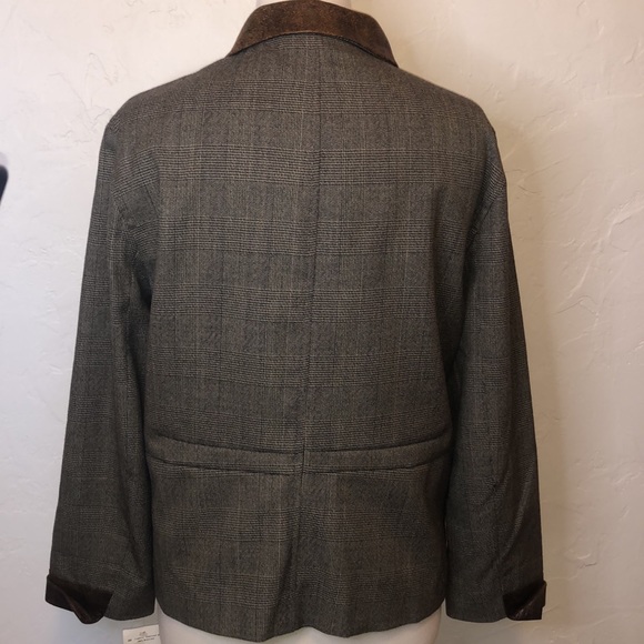 NWT Harvé Bernard Sport Tweed Blazer Leather Trim - Picture 9 of 10